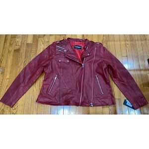 Milwaukee Leather Women's Distressed‎ Red Vegan Leather Motorcycle Jacket 5X